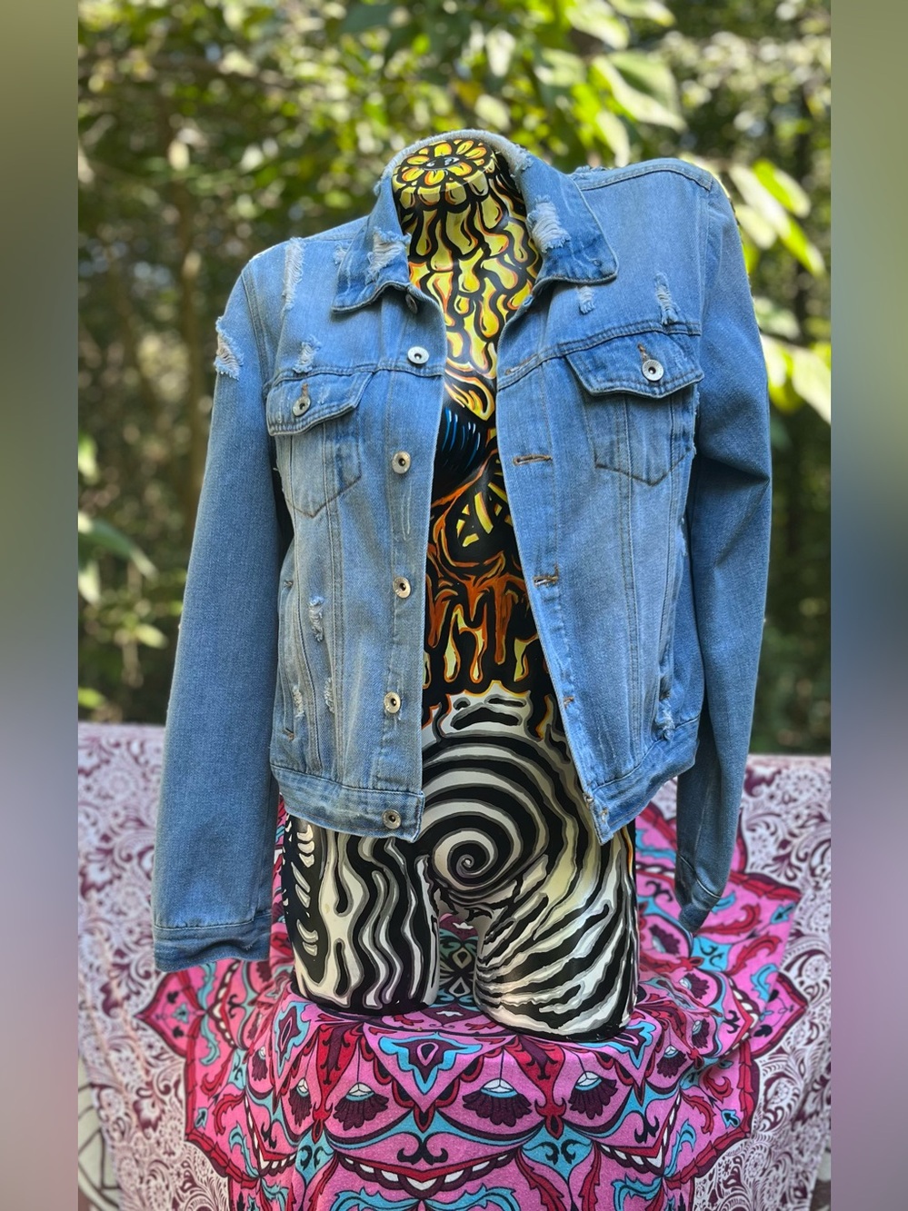 Ci Sono Light Blue Distressed Denim Jacket